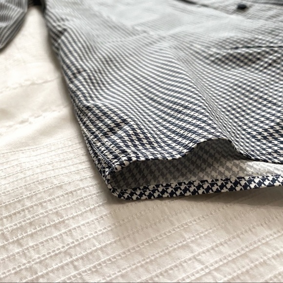 Z ZEGNA BLACK & WHITE HOUNDSTOOTH DROP & FIT BUTTON FRONT BLOUSE - 37 (14) - Picture 10 of 10
